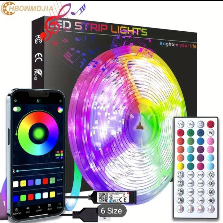 12V 5M Smart LED Strip Lights - Color Changing & Music Sync